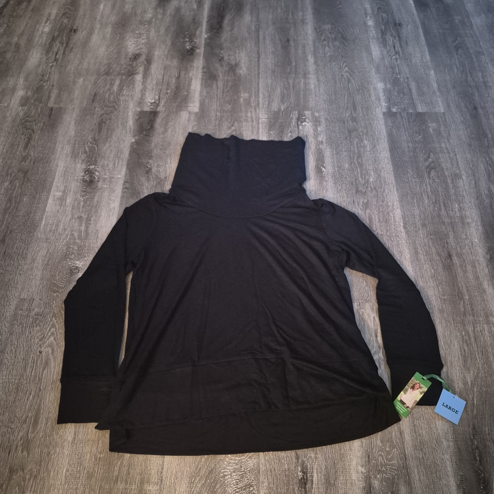 GreenTea Black Loose Cowl Neck Long Sleeve Top